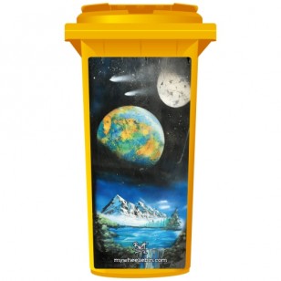 Brett Day Space Mountains Wheelie Bin Sticker Panel